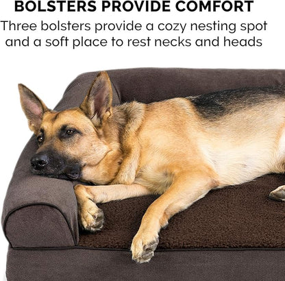 Furhaven Memory Foam Dog Bed for Large Dogs w/ Removable Bolsters & Washable Cover 95 lbs