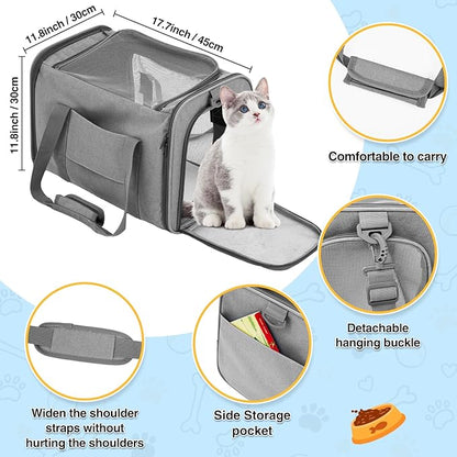 Paterr Cat Carrier with Wheels Pet Carrier with Wheels, Airline Approved Pet Carrier for 18 Lbs Cats Dogs Foldable Breathable Cat Small Animals Travel Carrier for Flight Camping Outdoor