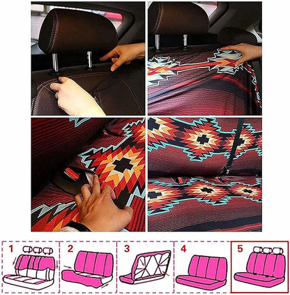 Tupalatus Set of 2 Pack Car Back Seat Covers for Womens Ladies Auto Interior Accessories Pet Dog Car Rear Bench Seat Cushion