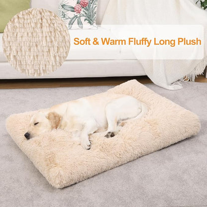 KSIIA Dog Crate Bed Washable Dog Beds for Large Dogs Deluxe Plush Fluffy Comfy Thick Kennel Pad Anti-Slip & Anti-Scratch Pet Sleeping Mat 35 x 23 Inch,