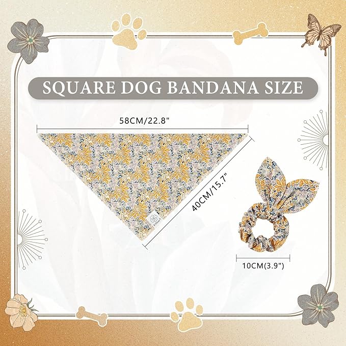 E-Clover Fall Dog Bandana & Matching Scrunchie-Leaves Dog