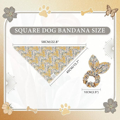 E-Clover Fall Dog Bandana & Matching Scrunchie-Leaves Dog