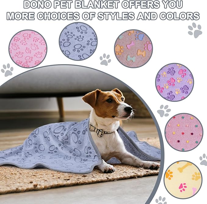 Dono 1 Pack 3 Dog Blankets, Soft Fluffy Fleece Pet Blanket Warm Sleep Mat Paw Print Design Puppy Kitten Throw Blanket Doggy Mat, Blanket for Dogs