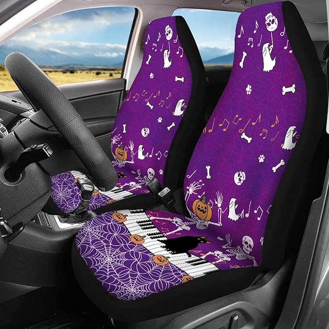 Halloween Purple Pumpkins Car Seat Cover Sets Universal