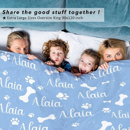 Personalized Dog Blankets Dog Paw Print Blanket Puppy Blanket 50"x40" for