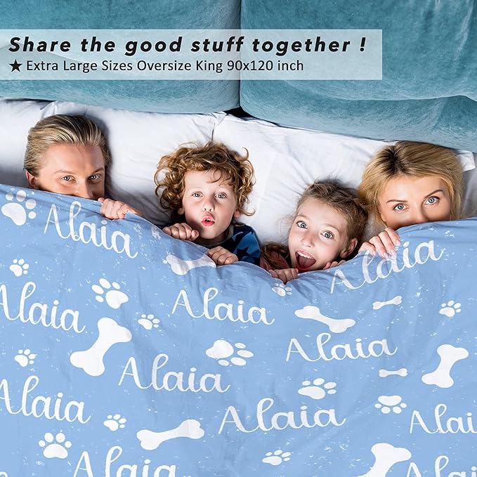 Personalized Dog Blankets Dog Paw Print Blanket Puppy Blanket 120"x90" for