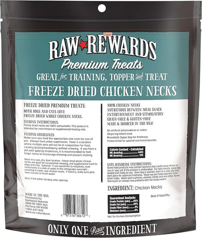 Northwest Naturals Raw Rewards Freeze-Dried Chicken Neck Treats for Dogs and Cats - Bite-Sized Pieces - Healthy, 1 Ingredient, Human Grade Pet Food, All Natural - 4 Oz (Pack of 3) (Packaging May Vary)