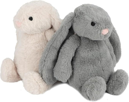 Best Pet Supplies Interactive Bunny Buddy Dog Toy with Crinkle and Squeaky Enrichment for Small and Medium Breed Puppies or Dogs, Cute and Plush - Bunny Bundle (Beige, Gray)