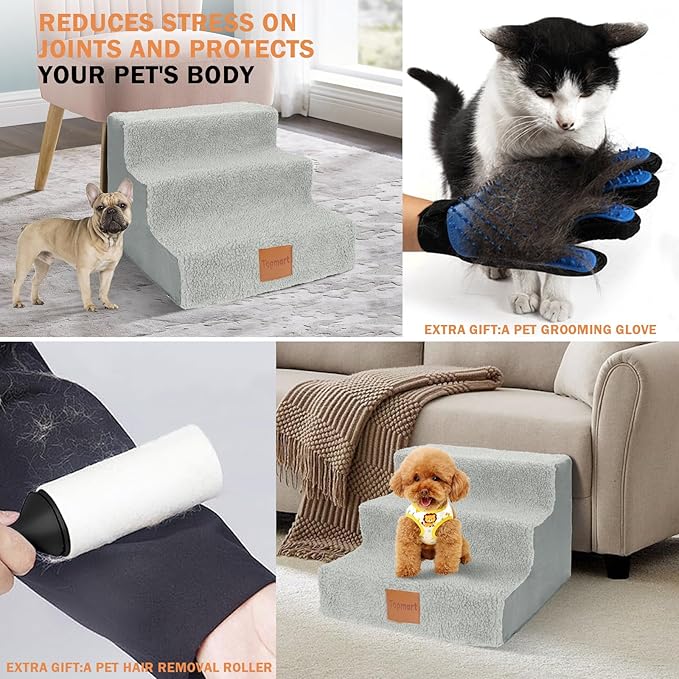 Topmart Dog Stairs for Small Dogs 3-Step,12”H,Pet Dog