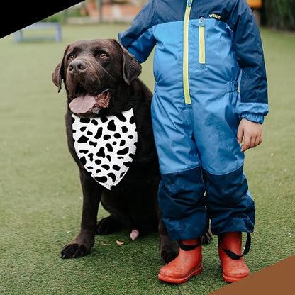 Cow Spots and Leopard Prints Dog Bandana Washable Pets Scarf Triangle Adjustable Handkerchief 2 Sides