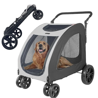 Foldable Pet Jogger Stroller for Large Dogs up to 110 lbs