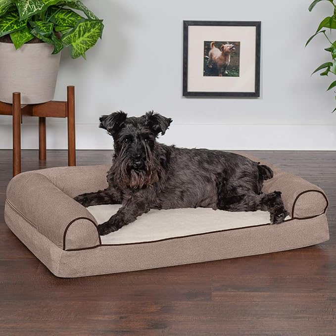 Furhaven Memory Foam Dog Bed for Medium/Small Dogs w/ Removable Bolsters & Washable Cover 35 lbs