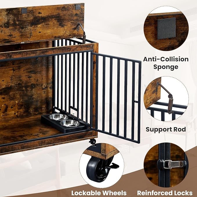 Rovibek Large Dog Crate 44 Inch, 2 Removable