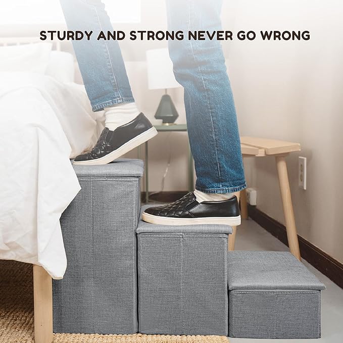 PET AWESOME Dog Stairs with Storage and Adjustable Steps for a Puppy