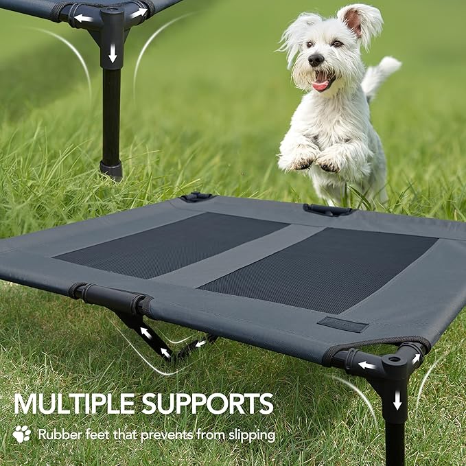 Raised Cooling Dog Bed 36"x30"x7" Grey