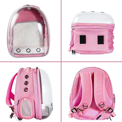 Joysnana Cat Backpack Carrier Bubble Pet Bags, Expandable Transparent Space Capsule Backpack for Cat Outside Activities(Pink)