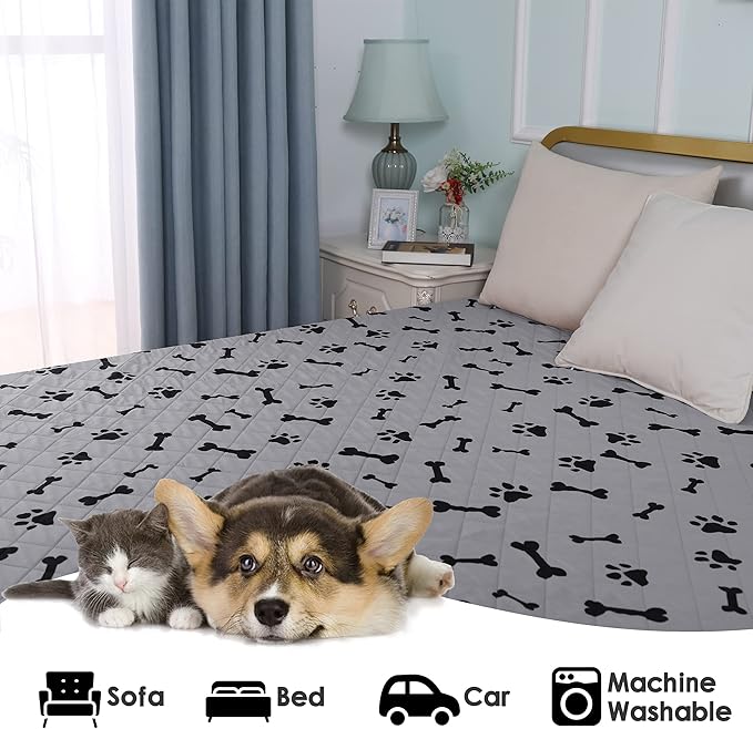 Waterproof Dog Bed Cover - nanbowang Pet Blanket Sofa Couch Furniture Protector for Kids Children Dog Cat, Reversible (30x70 Inch Pack of 1, Grey)