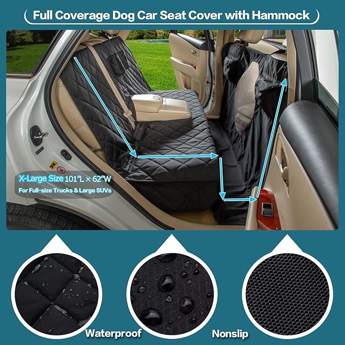 Car Seat Cover for Dogs All Covered Back Seat Cover with Mesh Window