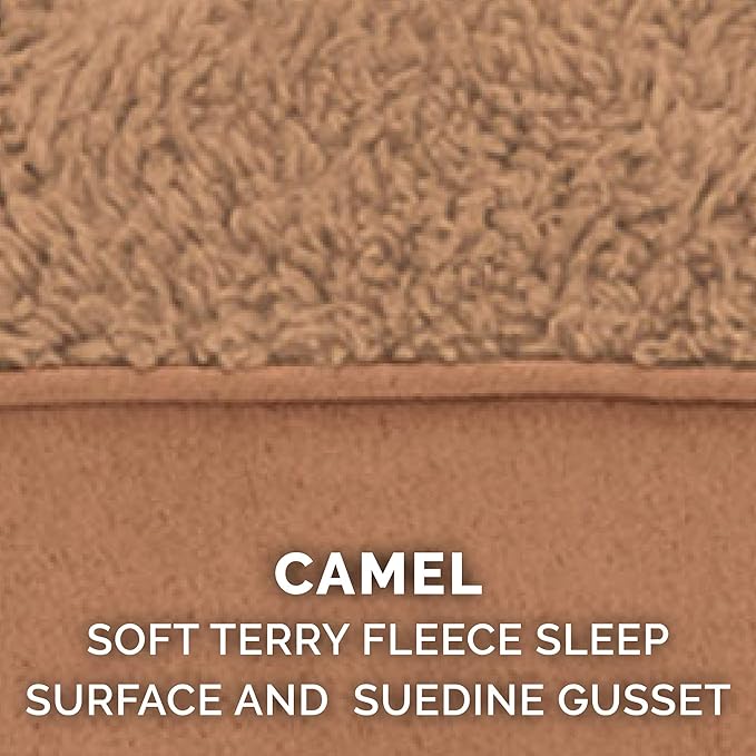 Furhaven Replacement Dog Bed Cover Terry & Suede Mattress, Machine Washable - Camel, Small