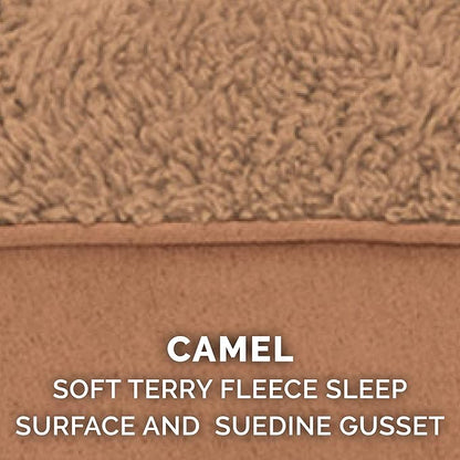 Furhaven Replacement Dog Bed Cover Terry & Suede Mattress, Machine Washable - Camel, Small