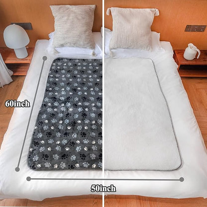 Waterproof Pet Blanket Dog Blankets, Pattern Printing Super Soft Warm Fluffy Facecloth Sofa Car Bed Protector, Urine Proof Washable Pet Blanket for Puppy Large Dogs & Cats(Dog paw130cm*153cm)