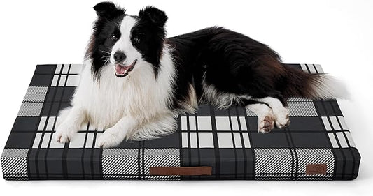 Bedsure Large Patterned Dog Bed for Large Dogs Cover(36"x27", Black)