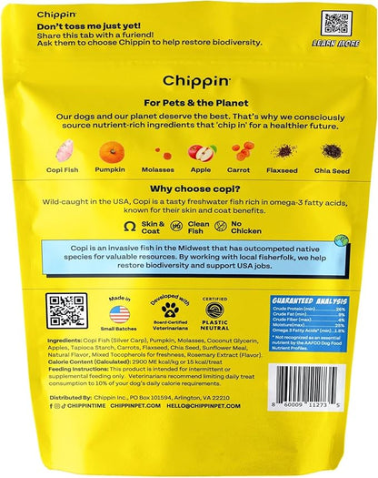 Chippin Fish, Pumpkin, Apple Grain-Free Dog Treats (5oz, 1-Pack) | USA Wild-Caught Human Grade Fish | Hypoallergenic, Chicken-Free | Best Training Treats | Puppies & Senior Dogs | Low Fat Dog Treats