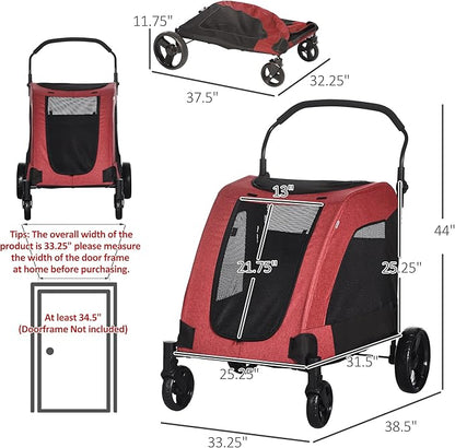 NicBex Dog Stroller Modern Pet Stroller Universal Wheel with Storage Basket Pet Stroller for Medium Dogs Classic Ventilated Foldable Oxford Fabric for Medium Size Dogs