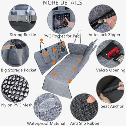 Car Dog Cover with Zipper- Car Hammock for Dogs Waterproof