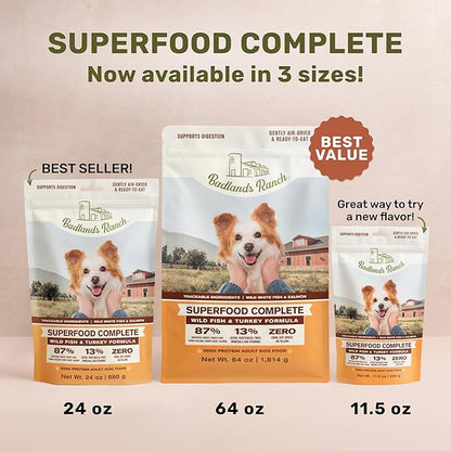 by Katherine Heigl- Superfood Complete, Air-Dried Adult Dog Food - High Protein, Zero Fillers, Superfood Nutrition (11.5 oz. Wild Fish and Turkey Formula)