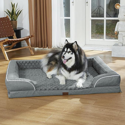 Memory Foam Large Dog Bed with Bolsters