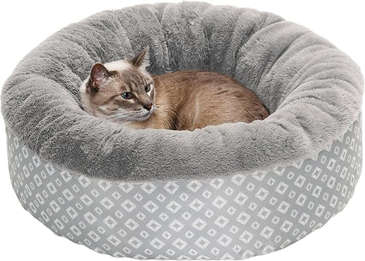 Furhaven 23" Round Donut Dog Bed for Indoor Cats & Small Dogs 20 lbs