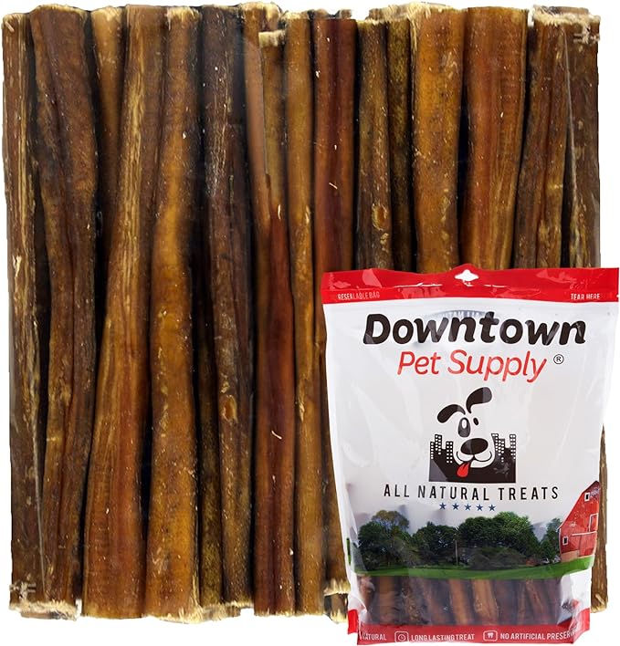 Downtown Pet Supply Bully Sticks for Dogs, Junior Size (6", 25-pack) Rawhide Free Dog Chews Long Lasting Non-Splintering Pizzle Sticks - Low Odor Bully Sticks for Small Dogs