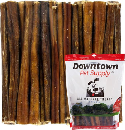 Downtown Pet Supply Bully Sticks for Dogs, Junior Size (6", 40-pack) Rawhide Free Dog Chews Long Lasting Non-Splintering Pizzle Sticks - Low Odor Bully Sticks for Small Dogs