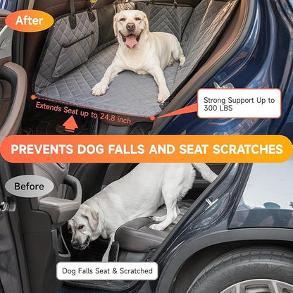 Dog Car Seat Cover Hard Bottom- Back Seat Extender for Dogs