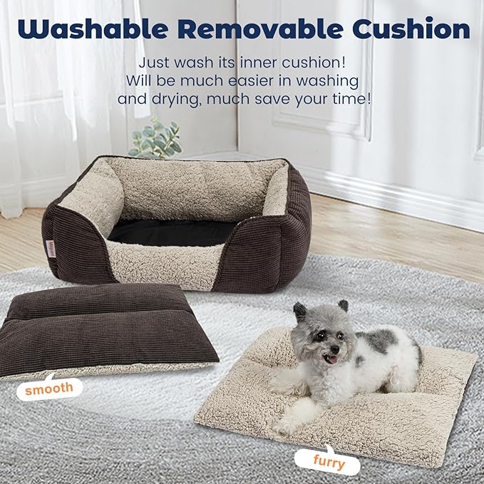 Miguel Washable Dog Bed with Removable Cushion for Medium Small Dogs 30 Inch