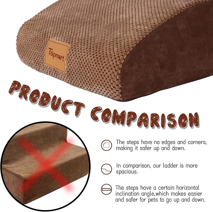 Topmart High Density Extended Foam Dog Ramp&Steps 2-Step,11.8" H)