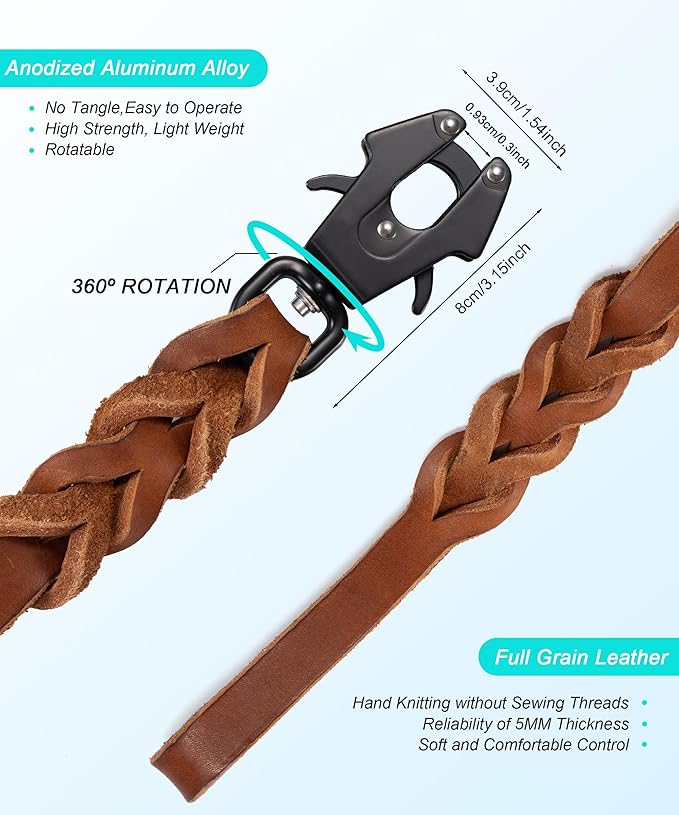 GEIT 4/5/6FT Leather Dog Leash