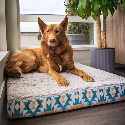 Wilderdog Orthopedic Memory Foam Dog Bed for Weightless, Full-Body Relaxation Featuring 2-Layer Premium Foam Core with Washable Sherpa Fleece Cover and Waterproof Liner and Textured Non-Slip Bottom