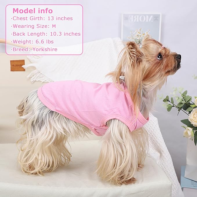 Dog Shirt Vest Clothes for Small Dogs Boy Girl Summer Solid Stretchy Puppy T-Shirts Soft Cool Breathable Lightweight Dog Sweatshirt Pet Cat Outfit