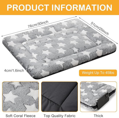 4 Pcs Dog Bed Mat Dog Crate Pad Reversible Dog Crate Mat Machine Washable Dog Bed Pad Star Pet Sleeping Mat Kennel Bed Pad for Crate for Small, Medium, Large Dog (Gray,20 x 30 x 1.6 Inch)