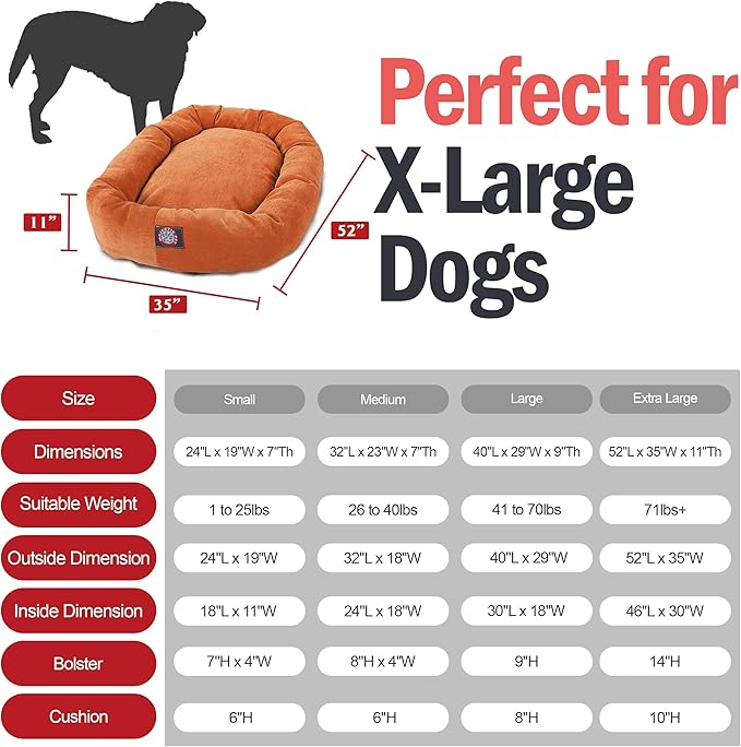 Majestic Pet 52 Inch Micro Velvet Calming Dog Bed Washable – Cozy Soft Round Dog Bed with Spine for Head Support 52x35x11 (inch)