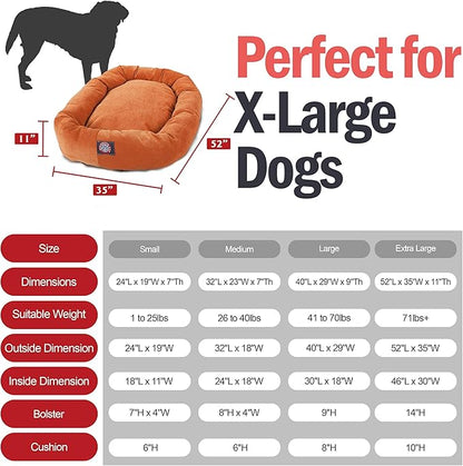 Majestic Pet 52 Inch Micro Velvet Calming Dog Bed Washable – Cozy Soft Round Dog Bed with Spine for Head Support 52x35x11 (inch)