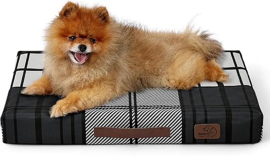 Bedsure Small Patterned Dog Bed for Small Dogs Cover(24"x16", Black)
