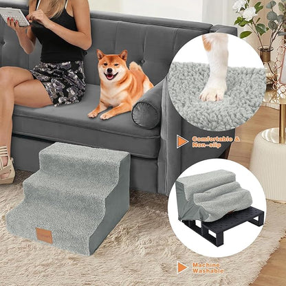 Topmart Dog Stairs for Small Dogs 3-Step,12”H,Pet Dog