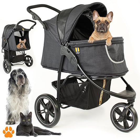 Pet 3-Wheel Stroller 70 lbs, 360-Degree Swivel