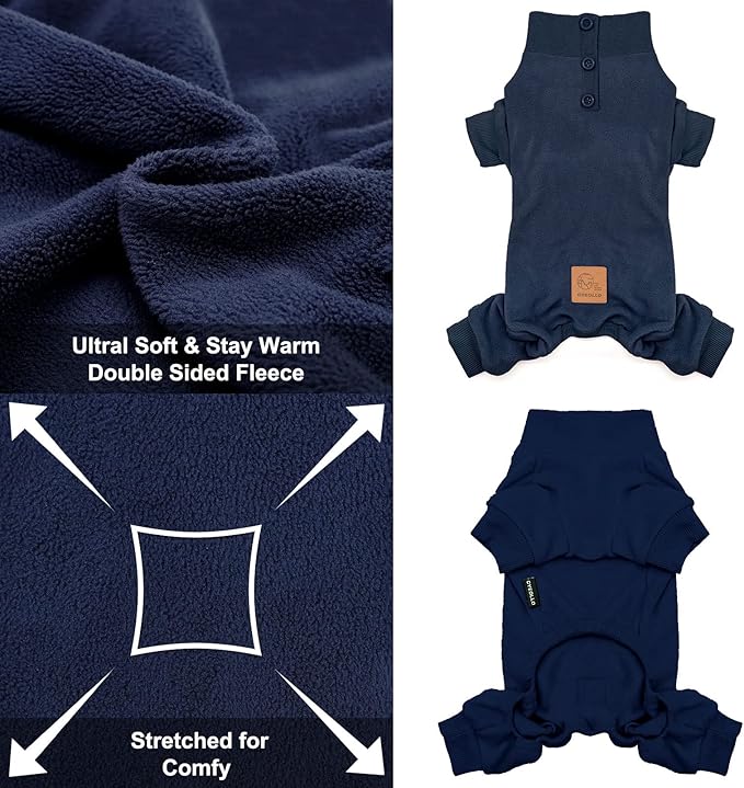 cyeollo Dog Pajamas Thermal Dog Onesie Fleece Dog Pjs Jumpsuit Stretchable Warm Dog Pajamas for Medium to Large Sized Dogs Girl Boy