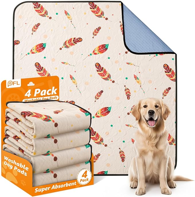 Washable Pee Pads for Dogs: 4 Pack Reusable Puppy Pads 34x36 Inch