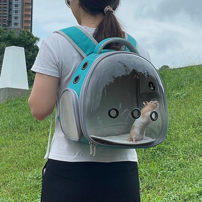 Portable Travel pet Backpack Carrier Hamster Bag Guinea Pig Bird small dog cat Backpack Turtle Carrier Rabbit Cage Rabbit Guinea Pig Squirrel Bearded Dragon Breathable Hangbag(green)