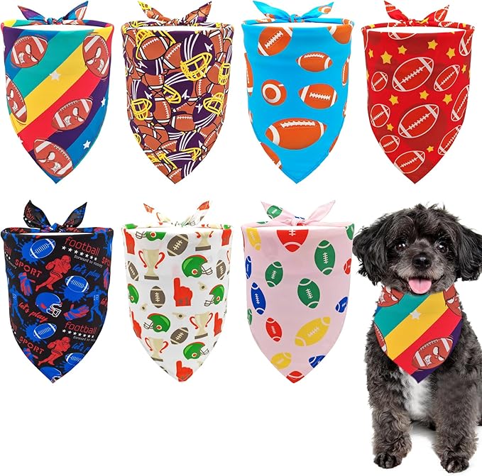 Rugby Dog Bandanas for Small Dogs Breed Cats 18 Inch 7PCS